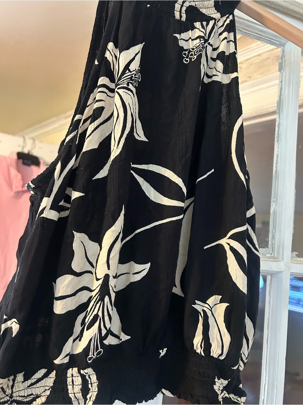 Black & White Floral A-Line Skirt